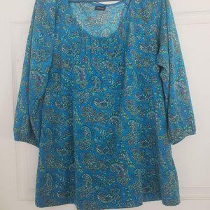 Faded Glory XL(16-18)Peasant Top Knit Shirt Teal